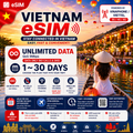Vietnam eSIM | Unlimited Data | Data Only | Vinaphone & Viettel | 3G/4G/5G